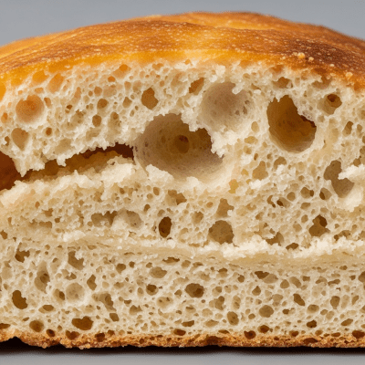 A close-up image of the interior of a sliced Frybread