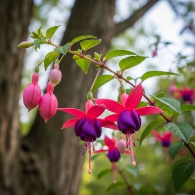Photograph of a Fuchsia (flowers) in its natural environment