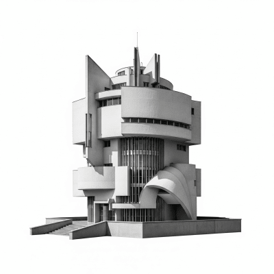 High quality, studio-style photograph of a single Futurism from the architecture taxonomy