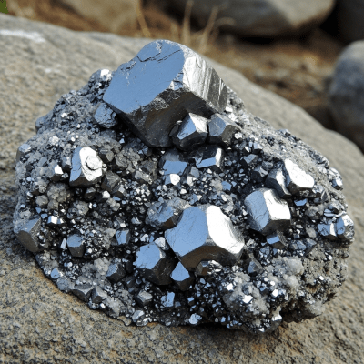 Naturalistic scene featuring Galena in its typical geological environment, as categorized by minerals