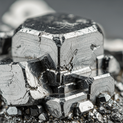 Macro shot of Galena, of the taxonomy minerals, showing detailed crystal structure and surface texture