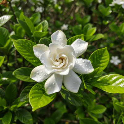 Photograph of a Gardenia (flowers) in its natural environment