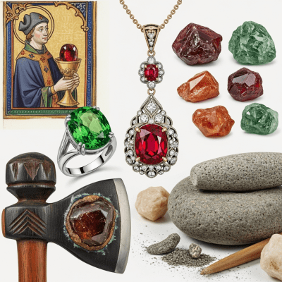Depiction of Garnet, as it is used or valued in human culture