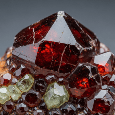 Macro shot of Garnet, of the taxonomy minerals, showing detailed crystal structure and surface texture