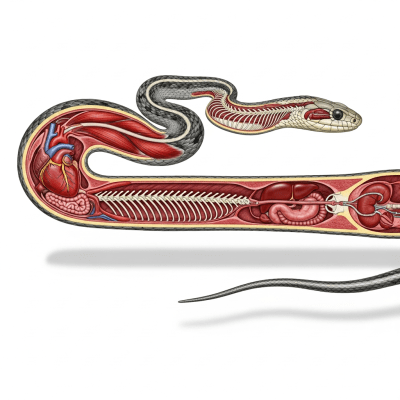 Scientific cross-sectional illustration of a Garter Snake