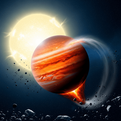 Realistic illustration of a Gas giant (planets) depicted in its typical orbital environment