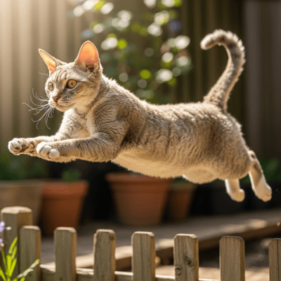 Action shot of a German Rex