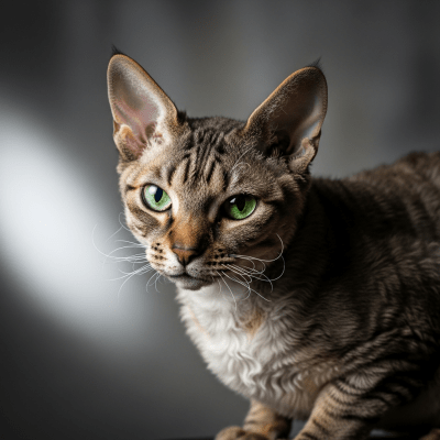 Editorial-style portrait of a German Rex from the taxonomy cats.