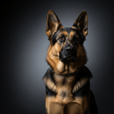 Editorial-style portrait of a German Shepherd from the taxonomy dogs.