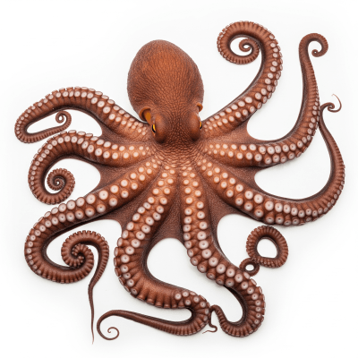 High quality studio photograph of a single Giant Pacific Octopus