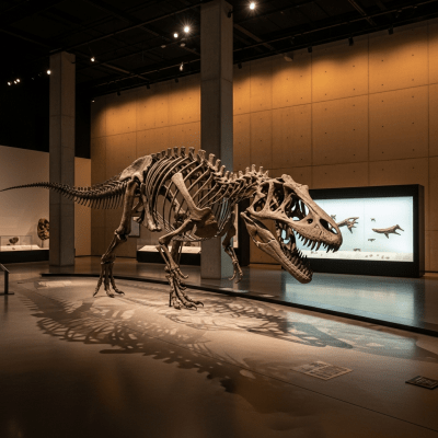 Museum exhibit style rendering of a single Giganotosaurus