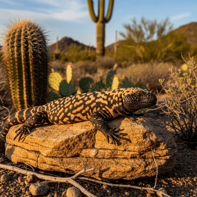Detailed image of a Gila Monster (lizards) in its natural habitat