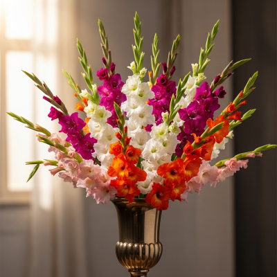 Image of a Gladiolus (flowers) arranged in a traditional bouquet or floral arrangement