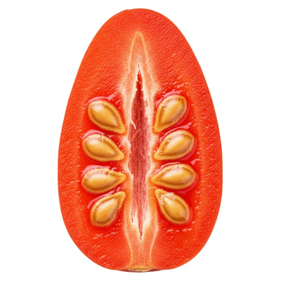 A cross-sectional view of a sliced Goji Berry, part of the taxonomy berries