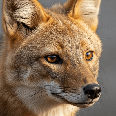 Close-up photograph of the face of a Golden Jackal
