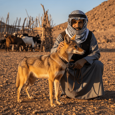 Image of a Golden Jackal interacting with humans in a cultural or practical context