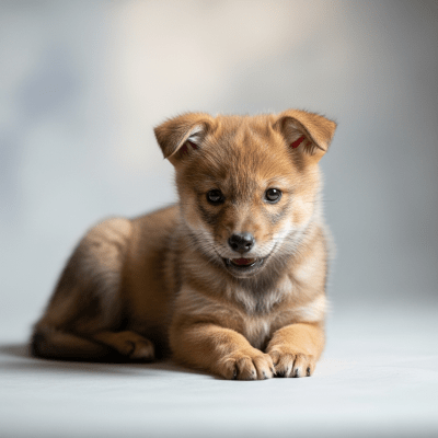 Photograph showing a juvenile (puppy) version of the Golden Jackal