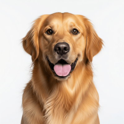High quality studio photograph of a single Golden Retriever