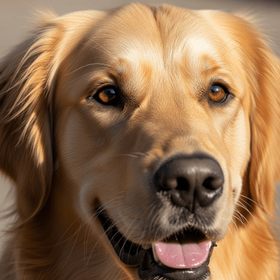 Close-up photograph of the face of a Golden Retriever
