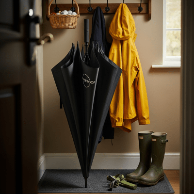 Image of a Golf Umbrella displayed alongside typical items it is paired with (e