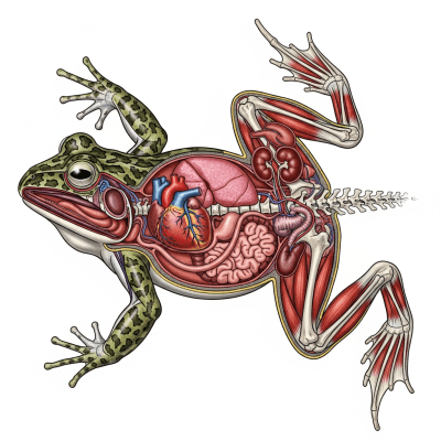 An anatomical cross-sectional illustration of a Goliath Frog