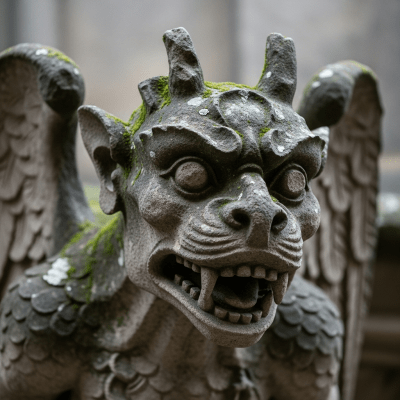 Close-up detail shot of a distinctive feature or ornamentation from the Gothic (architecture), showing material texture, craftsmanship, or unique design elements