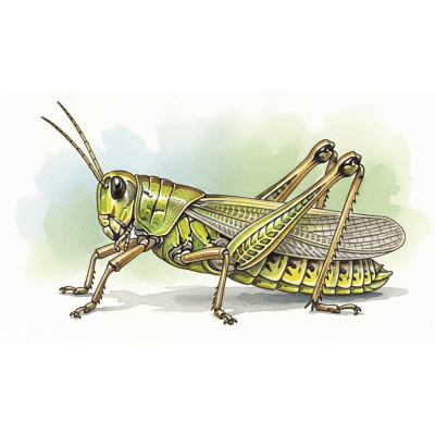 Artistic depiction of a single Grasshopper, belonging to the taxonomy insects