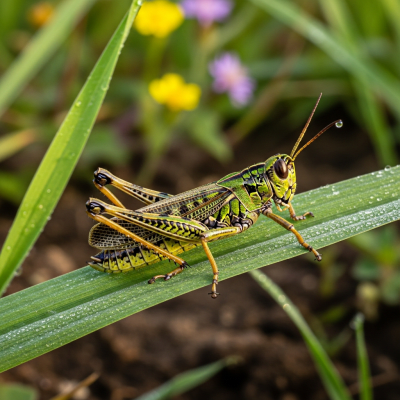 Detailed image showing a Grasshopper in its natural environment