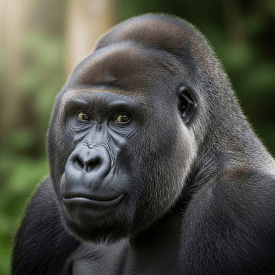 Editorial-style portrait of a Eastern lowland (Grauer's) gorilla (subspecies) from the taxonomy apes.