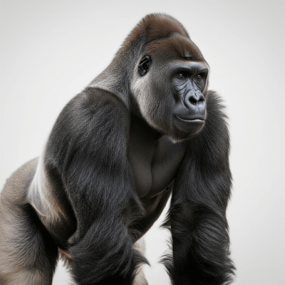 High quality studio photograph of a Eastern lowland (Grauer's) gorilla (subspecies)