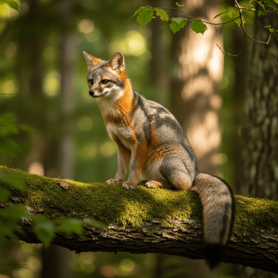 Photograph of a Gray Fox, part of the taxonomy canines, in its typical natural environment