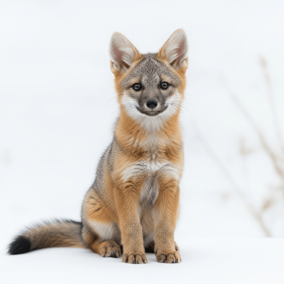 Photograph showing a juvenile (puppy) version of the Gray Fox
