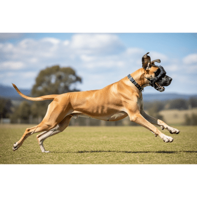 Full body action shot of a Great Dane