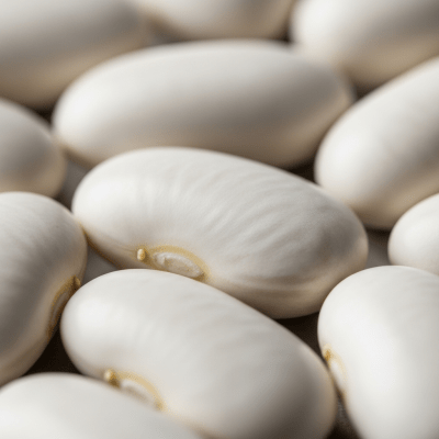 A close-up macro shot of Great Northern Bean (beans) showing its texture, surface details, and natural colors
