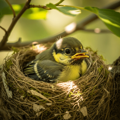 Image of a juvenile or chick stage of the Great Tit, within the taxonomy birds