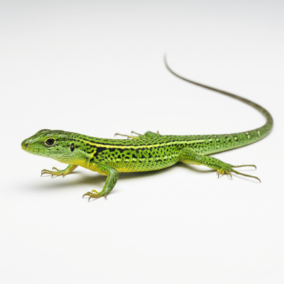High quality studio photograph of a Green Ameiva, part of the taxonomy lizards