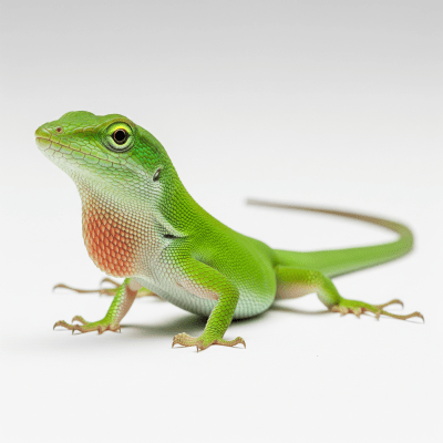 High quality studio photograph of a Green Anole, part of the taxonomy lizards