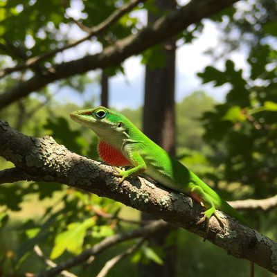 Detailed image of a Green Anole (lizards) in its natural habitat