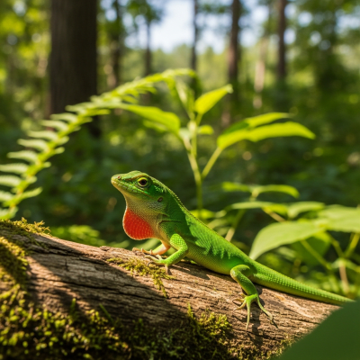 A detailed image of a Green Anole (reptiles) in its typical natural habitat