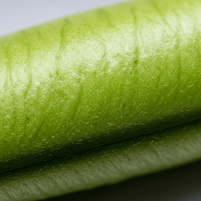 Close-up macro photograph of surface details and textures of a single Green Bean