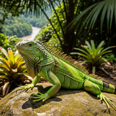 Detailed image of a Green Iguana (lizards) in its natural habitat