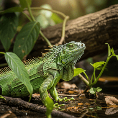 A detailed image of a Green Iguana (reptiles) in its typical natural habitat