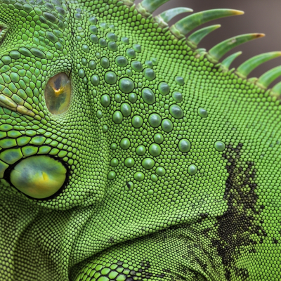A close-up macro photograph of the skin or scales of a Green Iguana