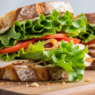Image showing Green Leaf Lettuce as part of a finished dish, such as a salad or sandwich