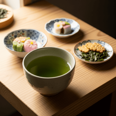 Still life image of a prepared cup of Green Tea