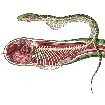 Scientific cross-sectional illustration of a Green Tree Python