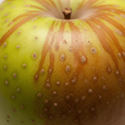 A detailed macro shot focusing on the skin texture and color variation of a Grimes Golden