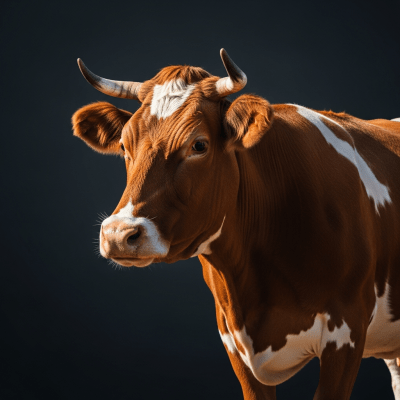 Editorial-style portrait of a Guernsey from the taxonomy cows, with dramatic lighting and shallow depth of field to highlight unique features or markings.