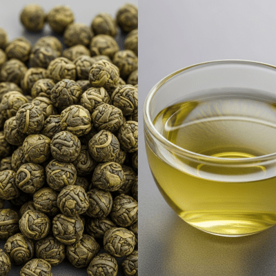 Cross-sectional close-up of a Gunpowder Tea