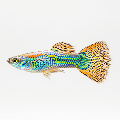 High-resolution studio photograph of a single Guppy, belonging to the taxonomy fish